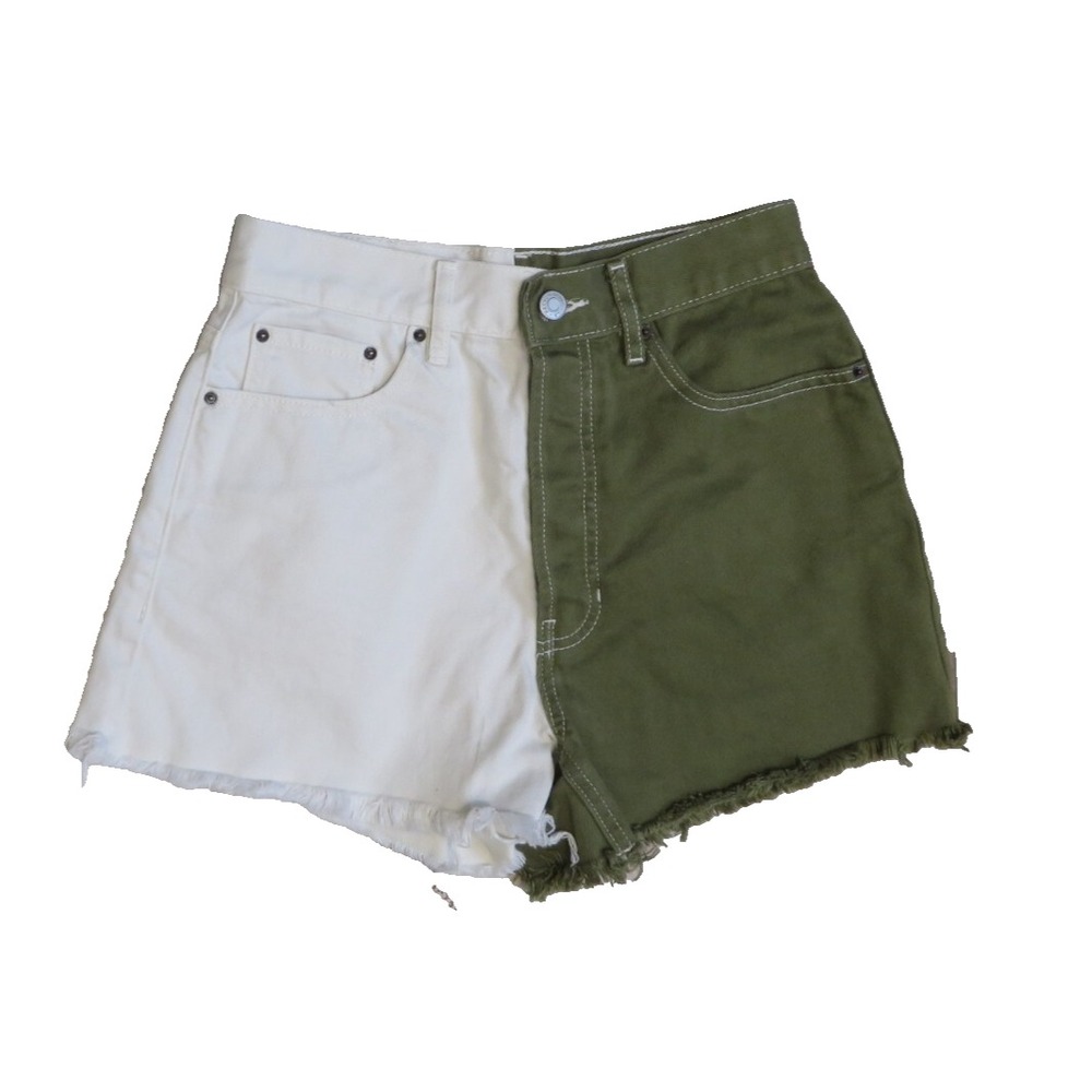 PacSun‎ High Waisted Denim Green White Denim Jean Shorts Women's Size 26
